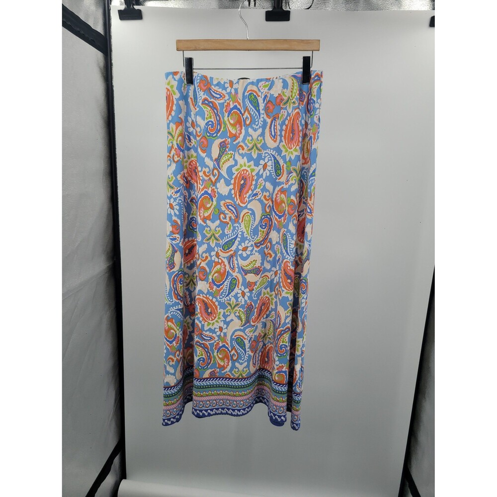 Vince Camuto Paisley Maxi Skirt Sz L Beachy Vacation Resort Cruise